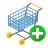 E commerce, commerce, buy, shopping, Add, shopping cart, plus, Cart Black icon