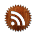 Badge, subscribe, Rss, feed, wood Black icon