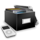 media, Box, music Black icon