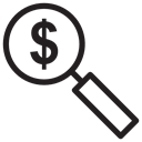 Loupe, Money, Tools And Utensils, search, Dollar Symbol, magnifying glass Black icon
