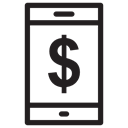 Mobile, smartphone, phone, Dollar Symbol, technology, Iphone, mobile phone, cellphone Black icon