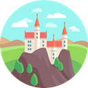 Fantasy, Constructions, medieval, fortress, Castle, landscape, Castles, Monuments PaleTurquoise icon