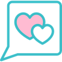 love, talk, romantic, speech bubble, Hearts, Conversation MediumTurquoise icon