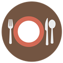 Dish, spoon, Cutlery, Plate, Restaurant, food, Knife, Fork DarkOliveGreen icon
