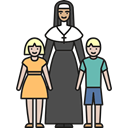 children, religious, Orphans, nun, love, people Black icon