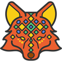 Fox, head, Animals, mammal, Indigenous, wildlife, tribal Chocolate icon
