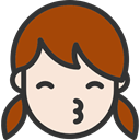 people, faces, emoticons, Heads, kiss, Girl, feelings SaddleBrown icon