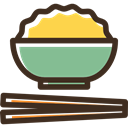 Chinese Food, Japanese Food, Bowl, food, chopsticks, rice DarkSlateGray icon