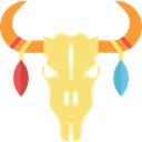 decoration, Art, Native American, ornament, Bull Skull Black icon