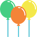 balloons, decoration, Celebration, party, birthday, new year Black icon