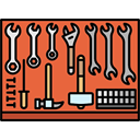Tools And Utensils, profession, Locksmith, Workspace, tools, utensils Tomato icon