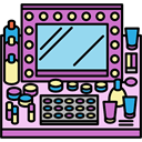 Makeup, profession, desk, office, Workspace Black icon