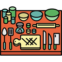 desk, Workspace, Chef, kitchen, utensils, profession, Restaurant Tomato icon