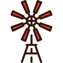 buildings, Energy, western, Ecologic, Eolical, Windmill Black icon