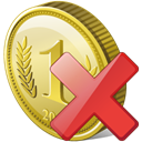 coin, delete Crimson icon