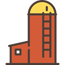 real estate, buildings, Farm, Barn, Silo Chocolate icon