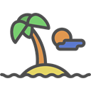 Desert, nature, Island, tropical, Oasis, Palm Tree Black icon