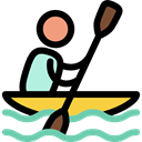 stick man, olympic, Kayak, Summertime, transport, Rafting, sports, Canoe Black icon
