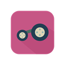 movie, video player, cinema, interface, filming, film PaleVioletRed icon
