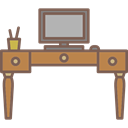 Computer, Elegant, furniture, Antique, workplace, desk Black icon