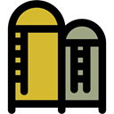 real estate, buildings, Farm, Barn, Silo Black icon