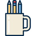 pencil, designers, Tools And Utensils, ruler, paint brush, mug AntiqueWhite icon