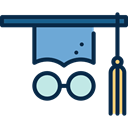 education, Cap, mortarboard, Graduate Black icon