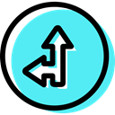 signs, ahead, Turn Left, Obligatory, traffic sign, Circular Turquoise icon