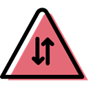 traffic sign, warning, signs, Alert, triangle, danger, two way Black icon