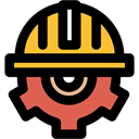 helmet, Gear, cogwheel, Construction, worker Black icon