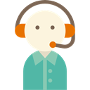 Telemarketer, Call, technology, people, Microphone, customer service, Headphones, support Black icon