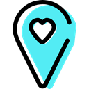 Map Point, Map Location, Heart, placeholder, signs, pin, Gps, map pointer Turquoise icon