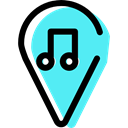 map pointer, music, pin, placeholder, signs, Cloud, Map Location, Map Point, Gps Turquoise icon
