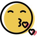 smiling, smiley, Emotion, people, kiss, Emoticon, feelings, Face, interface SandyBrown icon