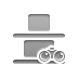 Bottom, distribute, vertical, Binoculars Gray icon