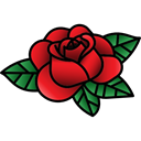 vintage, tattoo, rose, hipster, nature, Old School Black icon