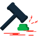 Verdict, justice, hammer, auction, judge, law, Bid Black icon