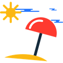 Sun Umbrella, vacations, summer, Holidays, Beach Black icon