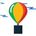 transportation, transport, hot air balloon, flight Black icon