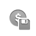 Dollar, coin, Diskette DarkGray icon