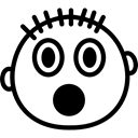 smiley, Emoticon, shocked, head, surprised, interface, Gestures, shock, people Black icon