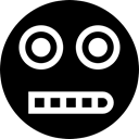 people, Frightened, Emotions, Emoticon, scared, feelings, Face, Creepy Black icon