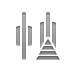Center, pyramid, horizontal, distribute Gray icon