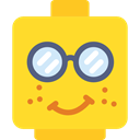 Emoticon, nerd, eyeglasses, happy, interface, Intelligent, emoticons, Lego, smiling, nerds Gold icon