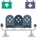 seats, Airport, Waiting Room, time Black icon