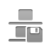 Bottom, distribute, vertical, Diskette Gray icon