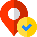 pin, placeholder, map pointer, Check, Map Point, Map Location, Gps OrangeRed icon