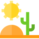 sun, Cactus, Desert, landscape, nature Black icon
