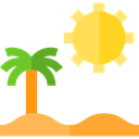 sun, nature, landscape, Palm Tree, Beach Black icon