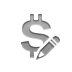 Dollar, sign, Currency, pencil Gray icon